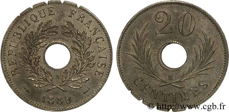 Essai de 20 centimes par Merley 1889 Paris VG.4108 var. EBC 