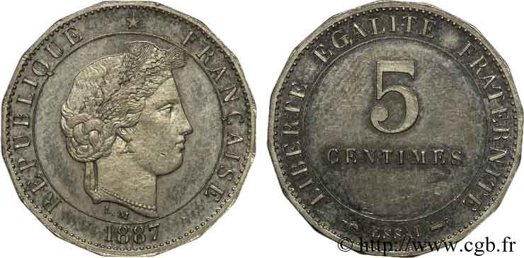 Essai de 5 centimes Merley, 16 pans 1887 Paris VG.4057  ST 