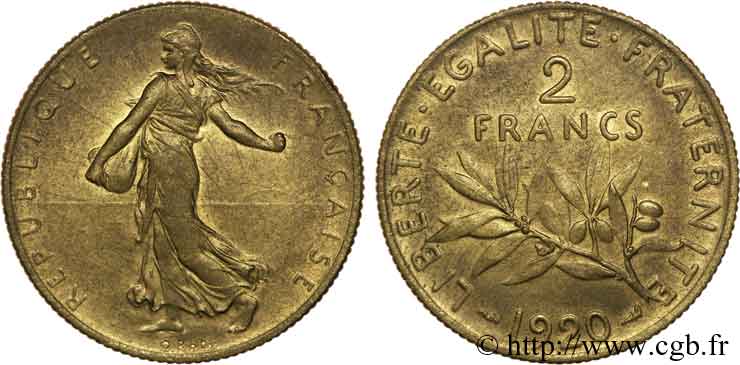 Essai de 2 francs Semeuse 1920  F.266/22 var. SPL 
