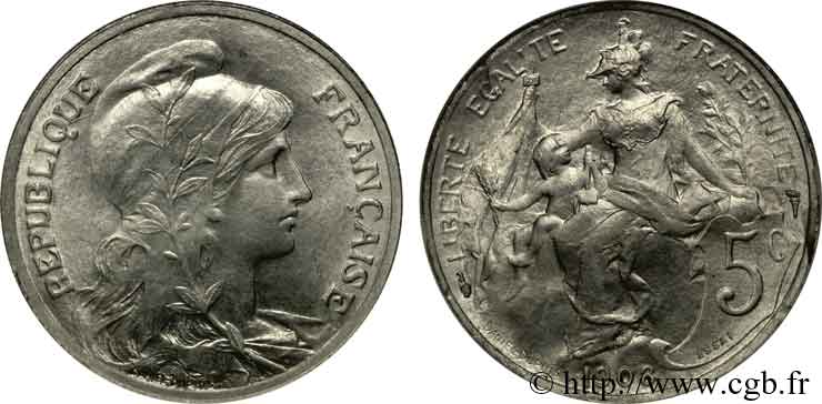 Essai en aluminium de 5 centimes Dupuis 1908 Paris Maz.2205  MS 