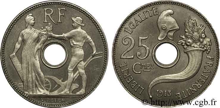 Essai de 25 centimes de Peter, grand module 1913  VG.4758  SC 