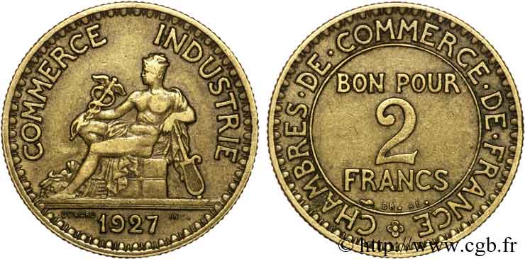 2 francs Chambres de commerce 1927 Paris F.267/9 VF 