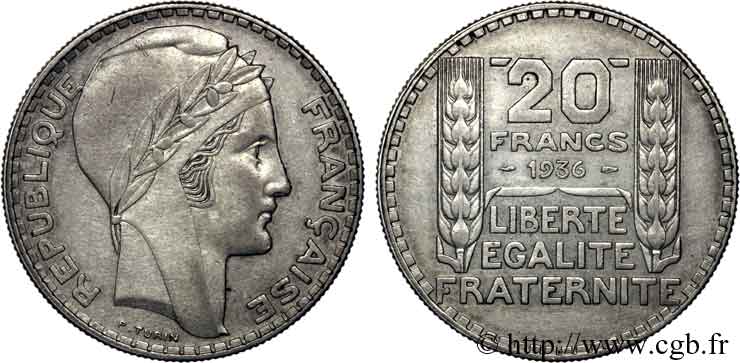 20 francs Turin 1936 Paris F.400/7 MBC 