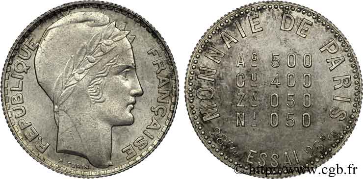 Essai de 10 francs Turin en argent 1929 Paris VG.5298  AU 