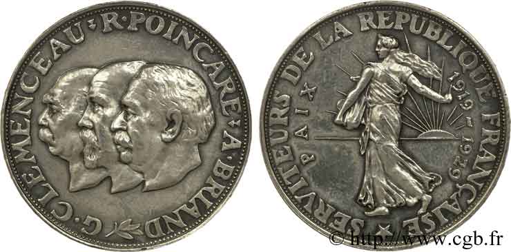 Module de 20 francs argent, 10e anniversaire de la Paix 1929 Paris G.851  MS 