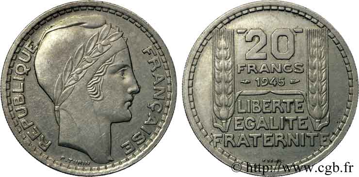 Essai de 20 francs Turin en cupro-nickel 1945 Paris Maz.2745  SUP 