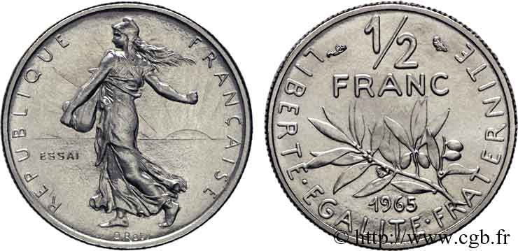 Essai du 1/2 franc Semeuse 1965 Paris F.198/2 ST 