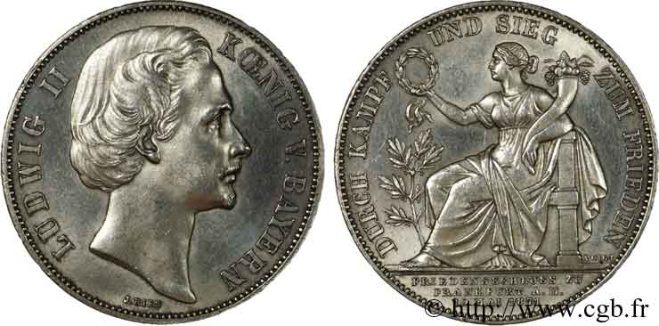 ALLEMAGNE - ROYAUME DE BAVIÈRE - LOUIS II Thaler à la victoire 1871 Münich AU 
