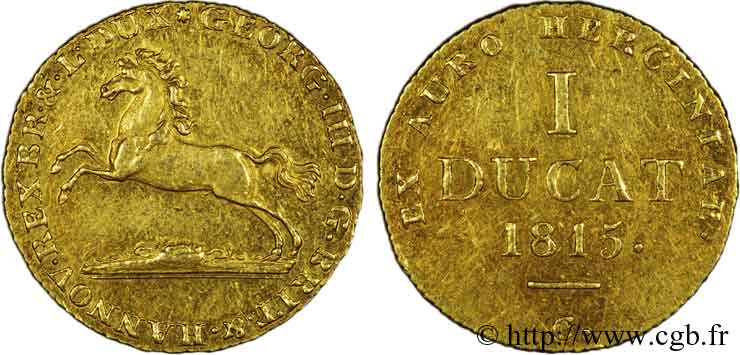 ALLEMAGNE - ROYAUME DE HANOVRE - GEORGES III D ANGLETERRE Ducat d’or 1815 Clausthal VZ 