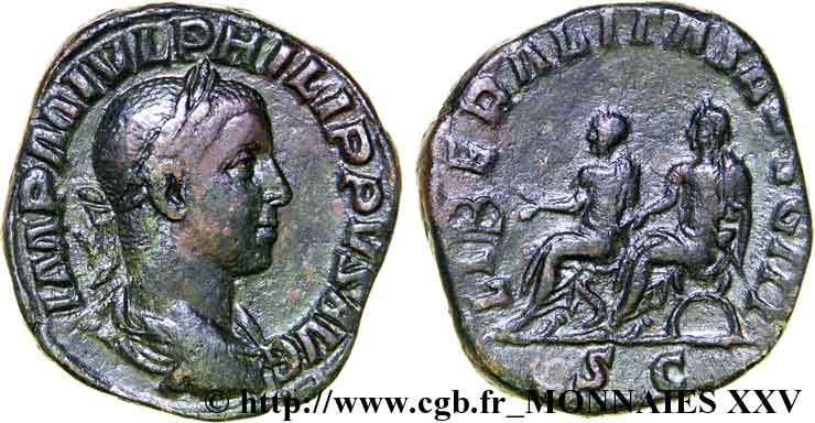 PHILIPPUS II Sesterce, (GB, Æ 29) fVZ