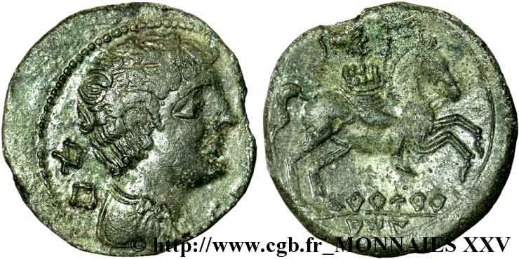 GALLIA - NEDENES (oppidum of Montlaures) Unité de bronze au cavalier ou as AU