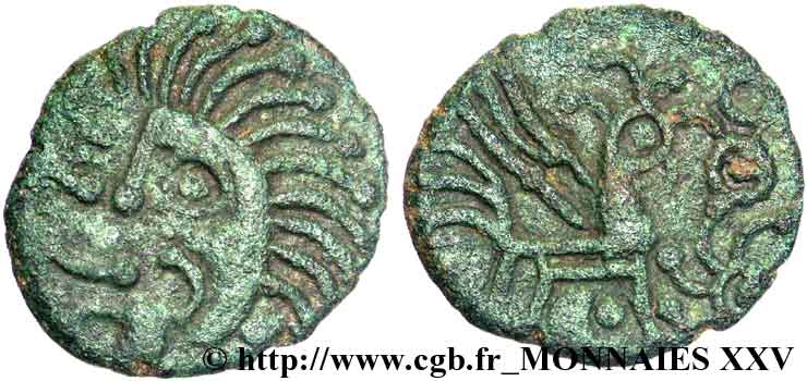 GALLIEN - BELGICA - BELLOVACI (Region die Beauvais) Bronze au coq à tête humaine SS/fVZ