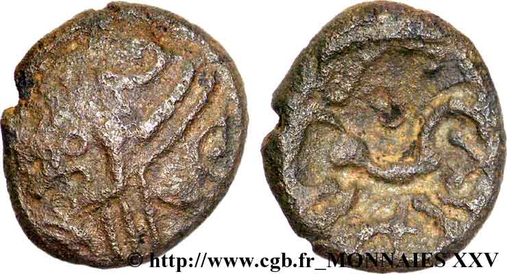 GALLIA BELGICA - AMBIANI (Regione di Amiens) Bronze du type du denier scyphate BN. 8500 VF/XF