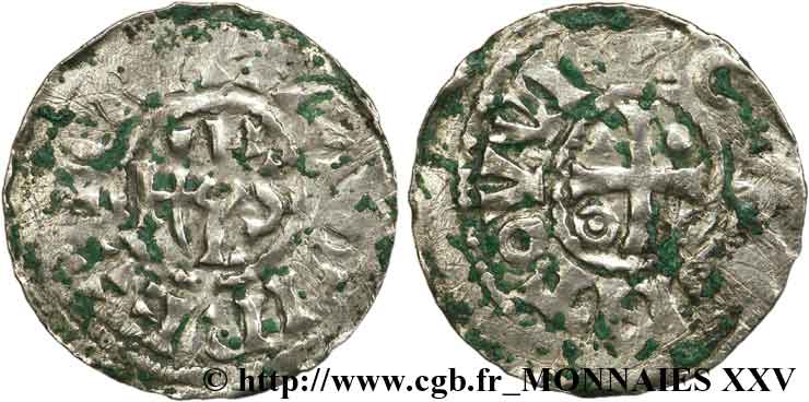 QUENTOVIC - COINAGE IMMOBILIZED IN THE NAME OF CHARLES THE BALD Denier VF