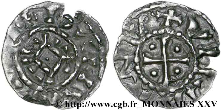 CHARLES THE SIMPLE AND COINAGE IN HIS NAME Denier VF
