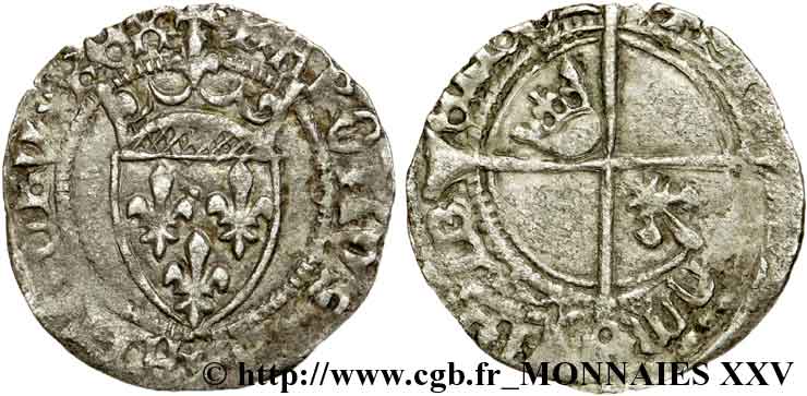 CHARLES VII &nbsp;THE WELL SERVED&nbsp; Demi-blanc dit &nbsp;demi-florette&nbsp; 29/12/1426 Toulouse SS/fSS