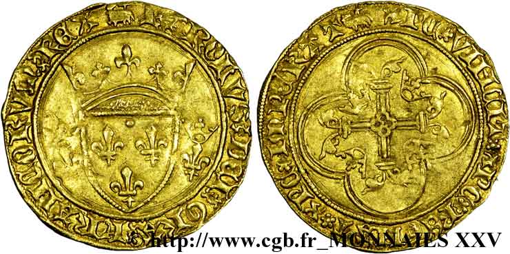 CHARLES VII  THE WELL SERVED  Écu d or à la couronne ou écu neuf 28/01/1436 Amiens AU/XF