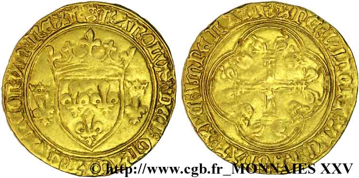 CHARLES VII LE VICTORIEUX Écu d or à la couronne ou écu neuf 18/05/1450 Tours TB+