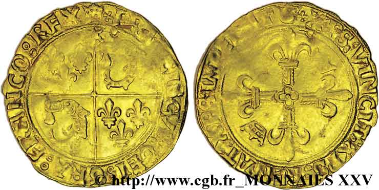 FRANÇOIS IER LE RESTAURATEUR DES LETTRES Écu d or au soleil du Dauphiné, 4e type 21/07/1519 Crémieu TTB