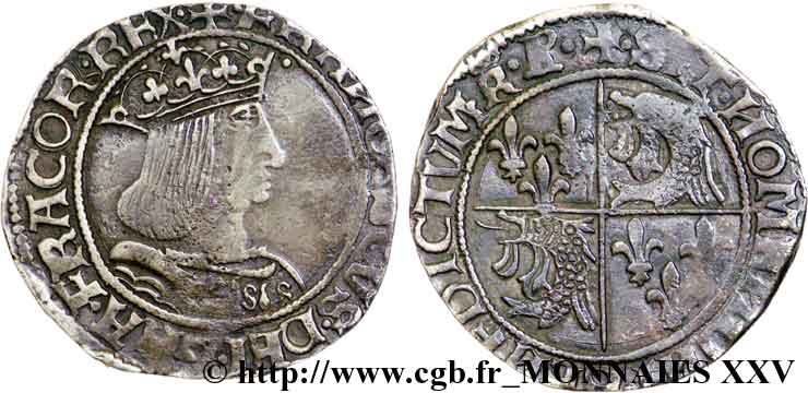 FRANÇOIS IER LE RESTAURATEUR DES LETTRES Teston du Dauphiné, 2e type, faux d’époque n.d. Romans TTB/TTB+