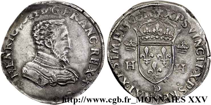 CHARLES IX COINAGE IN THE NAME OF HENRY II Teston à la tête nue, 1er type 1560 Lyon AU