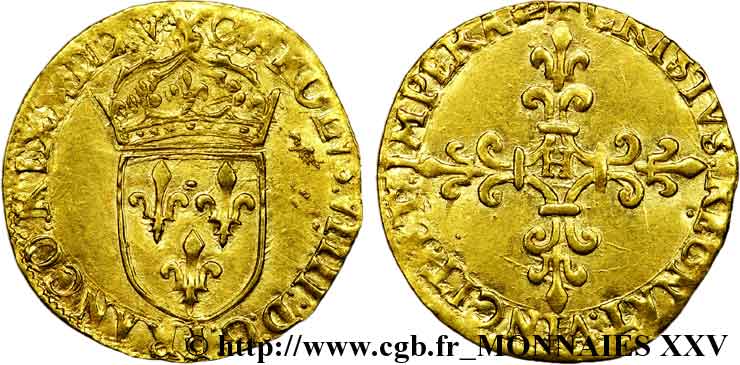 CHARLES IX Écu d or au soleil, 1er type 1565 La Rochelle TTB/TTB+