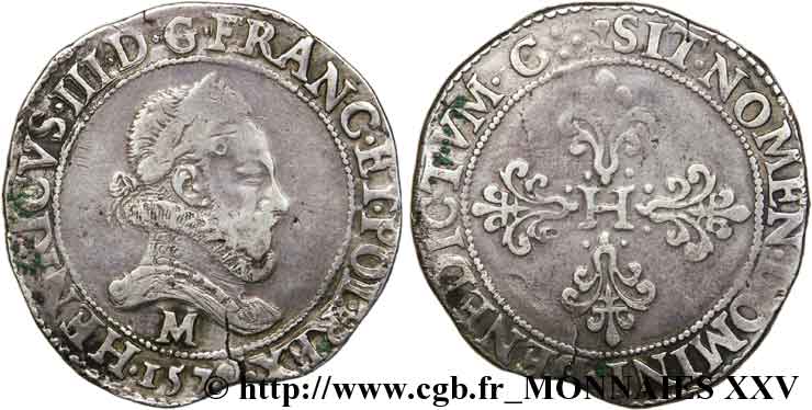 HENRY III Franc au col fraisé 1579 Toulouse SS