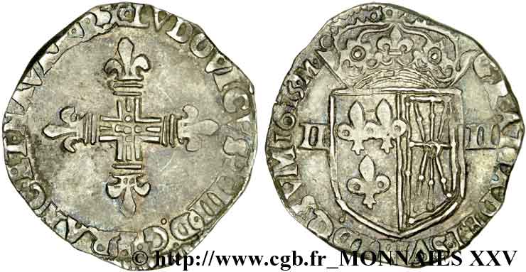 LOUIS XIII LE JUSTE Quart d écu de Navarre 1615 Saint-Palais TTB/TTB+