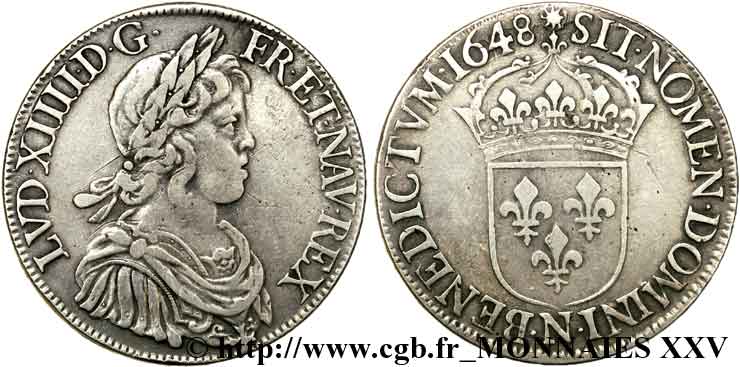 LOUIS XIV  THE SUN KING  Boîte réalisée avec deux écus à la mèche longue de Louis XIV 1648 Montpellier MBC