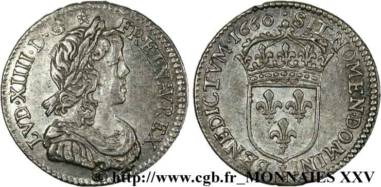 LOUIS XIV  THE SUN KING  Douzième d écu à la mèche longue 1660 Limoges q.SPL/SPL