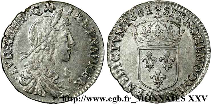 LOUIS XIV  THE SUN KING  Douzième d écu au buste juvénile, 1er type 1661 Villeneuve-Saint-André AU