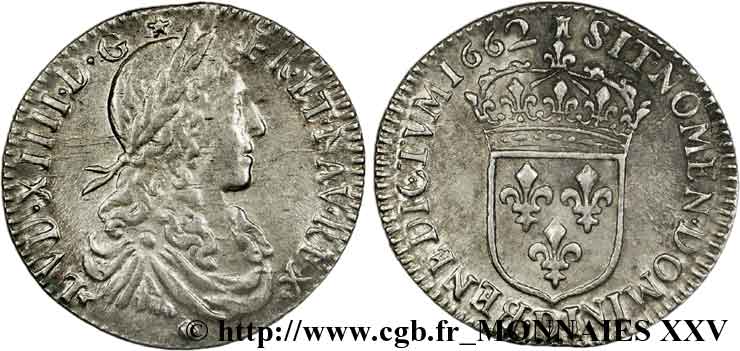 LOUIS XIV LE GRAND OU LE ROI SOLEIL Douzième d&nbsp;écu au buste juvénile, 1er type 1662 Lyon TTB+/SUP