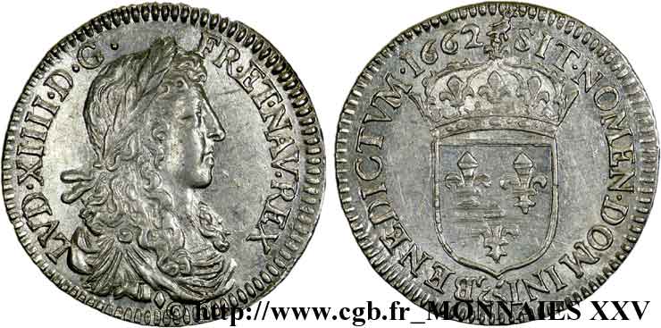 LOUIS XIV LE GRAND OU LE ROI SOLEIL Douzième d&nbsp;écu au buste juvénile 1662 Aix-en-Provence SUP/SPL