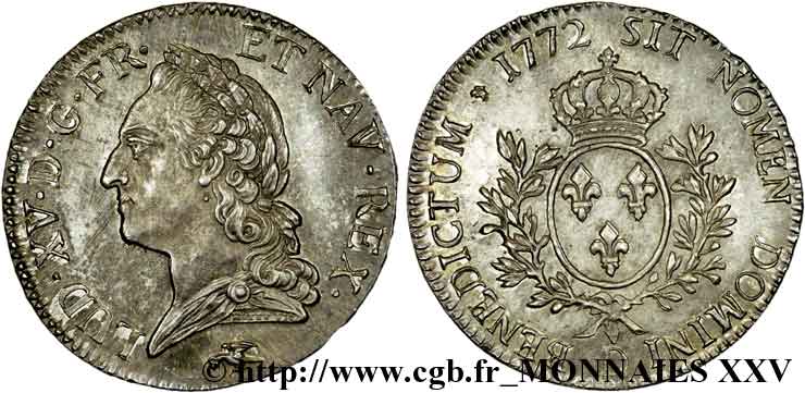 LOUIS XV THE BELOVED Écu dit  à la vieille tête  1772 Lyon MS