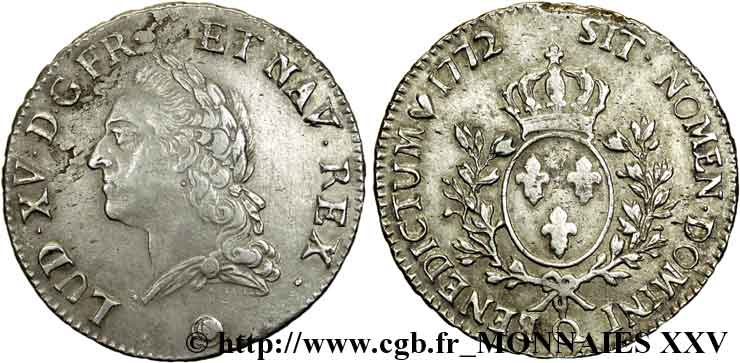 LOUIS XV  THE WELL-BELOVED  Écu dit  à la vieille tête  1772 Perpignan SS