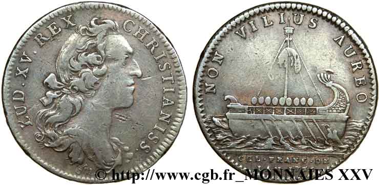 LOUIS XV  THE WELL-BELOVED  Jeton, colonies françaises d’Amérique BC