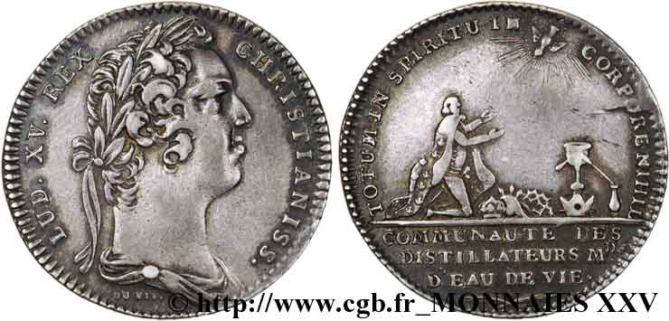LOUIS XV  THE WELL-BELOVED  Communauté des distillateurs marchands d’eau de vie, émission de 1732 SS
