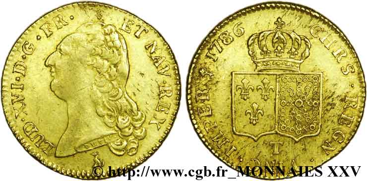 LOUIS XVI Double louis d’or dit  aux écus accolés  1786 Nantes TB+/TTB