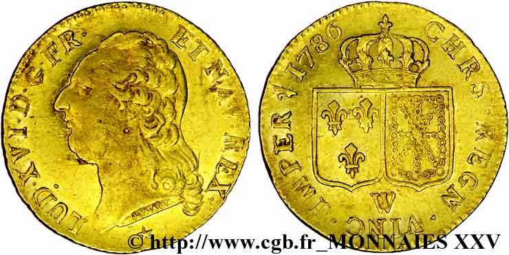 LOUIS XVI Louis d or dit  aux écus accolés  1786 Lille SUP