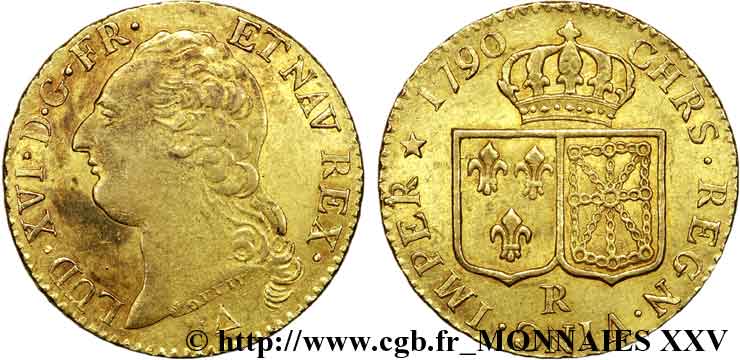 LOUIS XVI Louis d or aux écus accolés 1790 Orléans MBC+