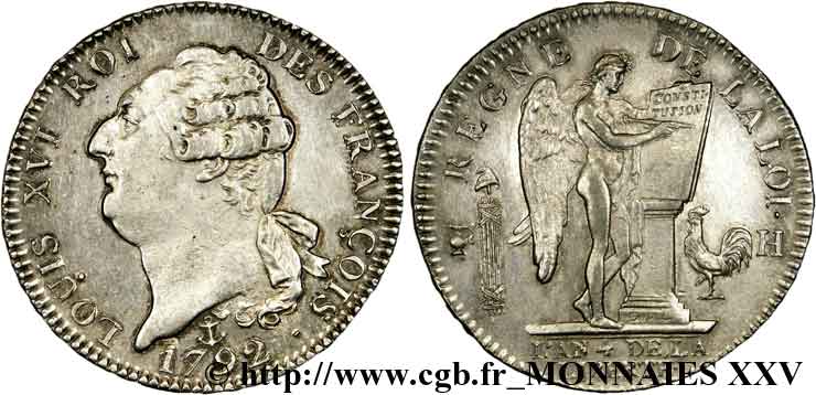 LOUIS XVI Écu dit  au génie , type FRANÇOIS 1792 La Rochelle EBC