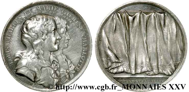 LUIGI XVII Jeton AR 30,5 commémorant les enfants de Louis XVI et de Marie-Antoinette BB/q.SPL
