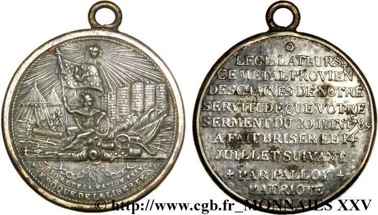 CONVENZIONE NAZIONALE Médaille de Palloy, prise de la Bastille q.SPL