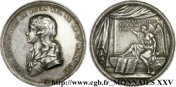 LUIS XVII Jeton AR 30, mort de Louis XVII, 8 juin 1795 MBC+