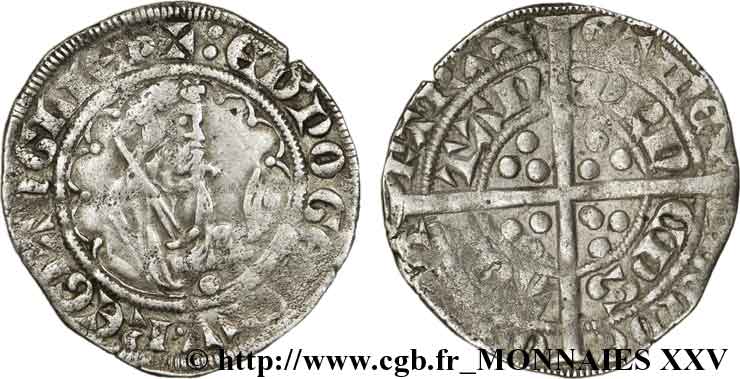 AQUITAINE - DUCHY OF AQUITAINE - EDWARD THE BLACK PRINCE Demi-gros XF