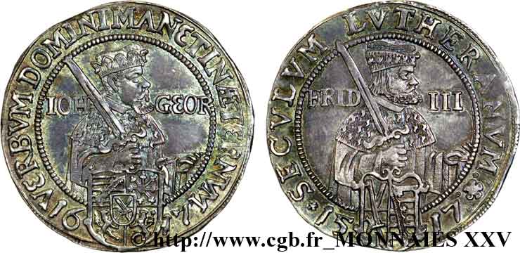 GERMANY - SAXONY - JEAN-GEORGES I Quart de thaler 1617 Leipzig SPL