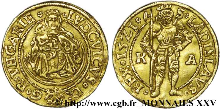 HONGRIE - ROYAUME DE HONGRIE - LOUIS II Ducat d’or 1521  XF
