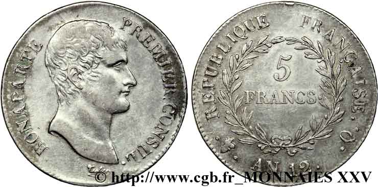 5 francs Bonaparte Premier consul 1804 Perpignan F.301/23 MBC 