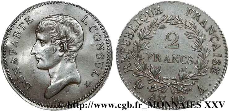 Epreuve de 2 francs Bonaparte Premier consul 1804 Paris  TTB 