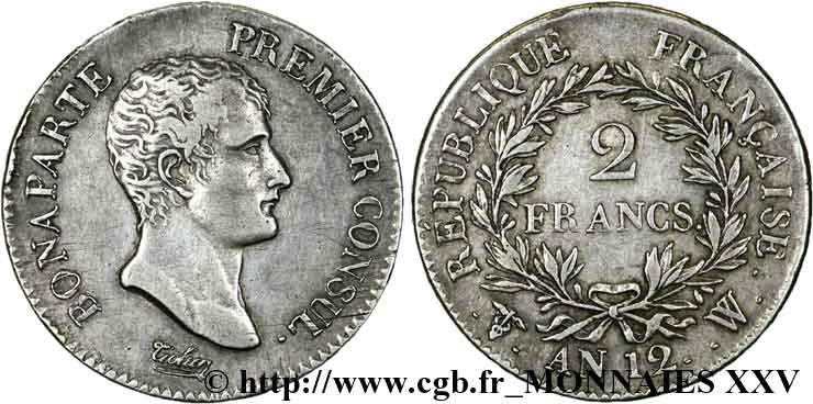 2 francs Bonaparte Premier Consul 1804 Lille F.250/13 TTB 